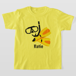 Camiseta Mergulho Snorkel Fins Personalizadas Raparigas Cri