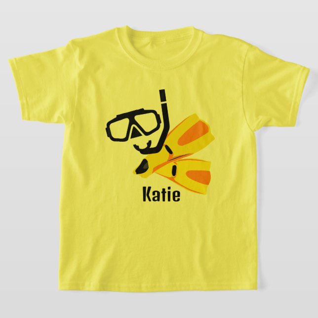 Camiseta Mergulho Snorkel Fins Personalizadas Raparigas Cri (Postura )