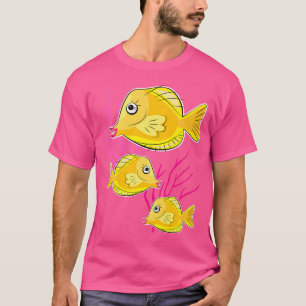 Camiseta Mergulho Tropical de Peixes Amarelos