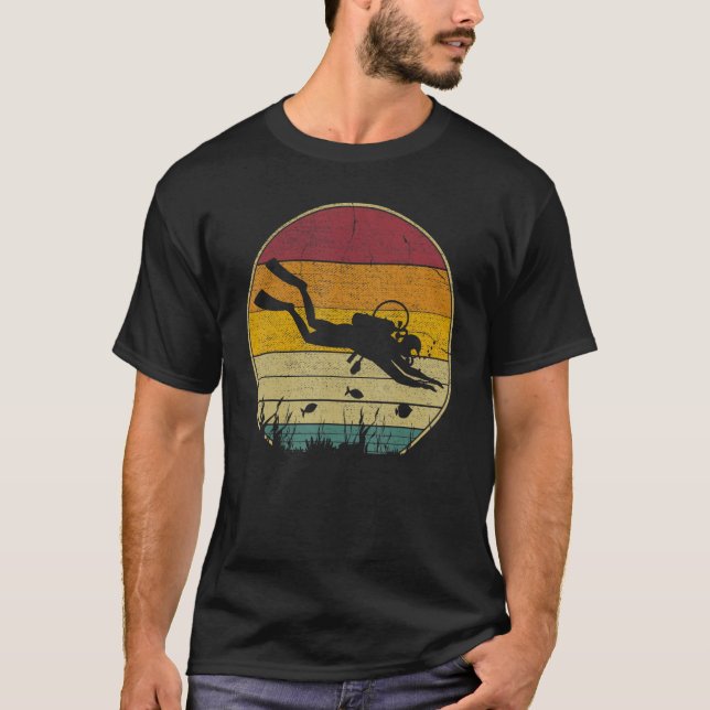 Camiseta Mergulho Vintage Retro Ocean Scuba Diver Scuba (Frente)