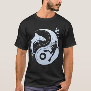 Camiseta Mergulho Yin Yang Sob Água Mergulhador Mergulho