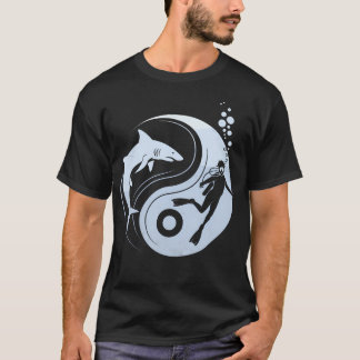 Camiseta Mergulho Yin Yang Sob Água Mergulhador Mergulho