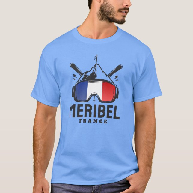 Camiseta Meribel France Ski Resort Skiing Souvenir boy gift (Frente)