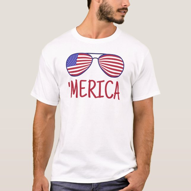 Camiseta "Merica 4º De Julho, Vidros T-Shirt (Frente)