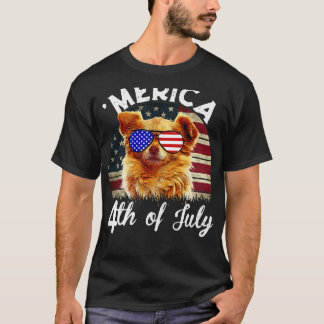 Camiseta Merica 4 de julho Bandeira Americana Chihuahua