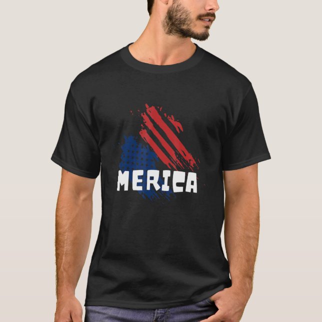 Camiseta Merica 4 De Julho, Bandeira Dos Eua (Frente)