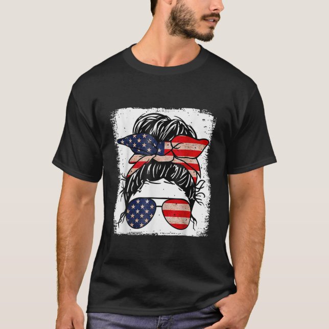 Camiseta Merica 4 De Julho Menina Óculos De Sol Louco (Frente)