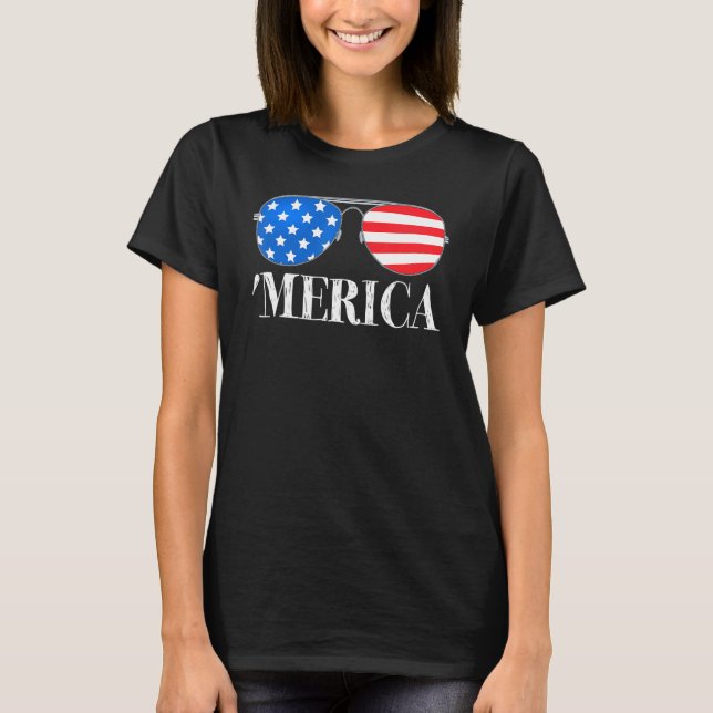 Camiseta Merica 4 De Julho Óculos Solares Meninos Patriótic (Frente)