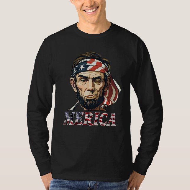 Camiseta Merica 4th Of July Patriotic Abraham Lincoln 11 (Frente)