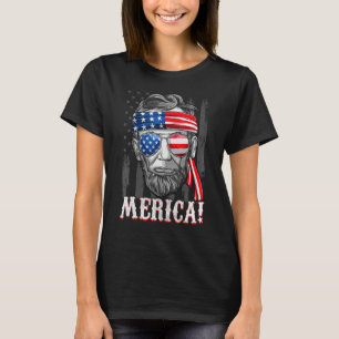 Camiseta Merica Abe Lincoln 4 De Julho Bandeira Americana