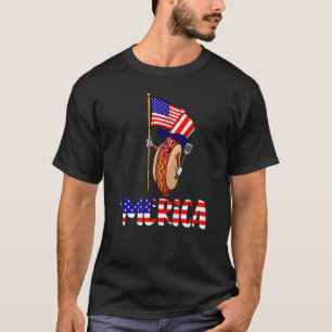 Camiseta Merica American Flag Hot Dogs & Beer Foodie Sausag