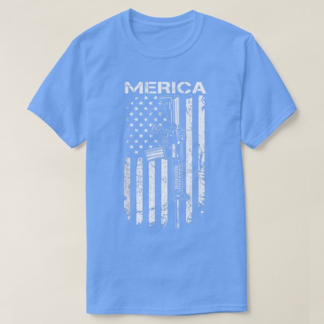 Camiseta MERICA AR15 segundo Alteração 4 De Julho EUA Flag  (Frente do Design)