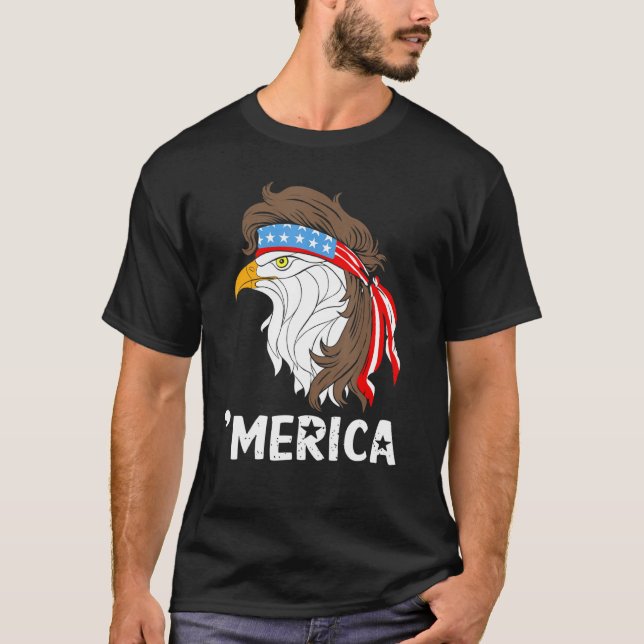 Camiseta Merica Bald Eagle 4 De Julho Patriótico Americano  (Frente)