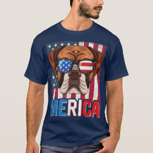 Camiseta Merica Boer Dog 4 de julho Presente Bandeira Ameri