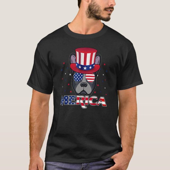 Camiseta Merica Boston Terrier Usa Flag Sunglass 4th Of J (Frente)