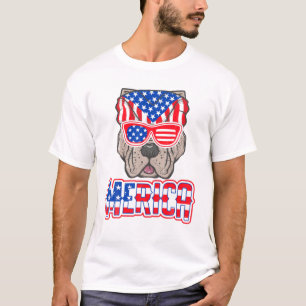 Camiseta Merica Cane Corso Dog Pitbull EUA Flag Pitbull 4º