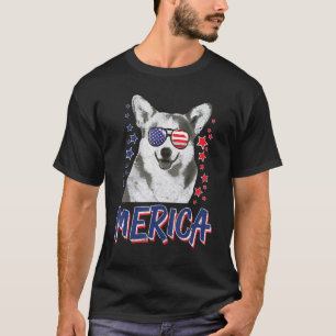 Camiseta Merica Cardigan Welsh Corgi Dog 4 De Julho Dos Eua