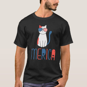 Camiseta Merica Cat Independence Day 4th Of July Idea
