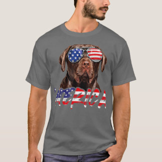 Camiseta Merica Chocolate Labrador 4 de julho American Fla