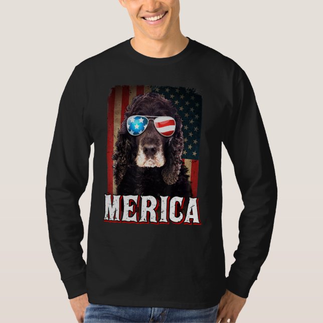 Camiseta Merica Cocker Spaniel Dog American Flag 4th De Jul (Frente)