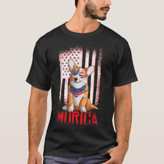 Camiseta Merica Corgi Dog USA American Flag 4th of July Pat