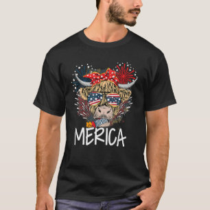 Camiseta Merica Cows Vintage Usa Flag Fireworks 4 De Julho
