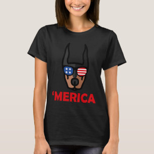 Camiseta Merica Doberman American Flag Th De Julho Dobie