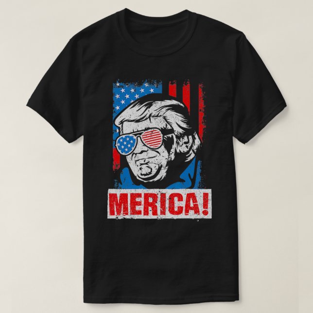 Camiseta Merica Donald Trump EUA Flag 2020 Election Republi (Frente do Design)