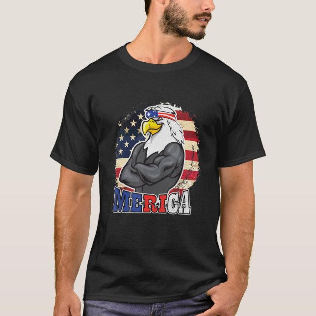 Camiseta Merica Eagle Mullet 4 de julho Homens Mulheres Ame (Frente)