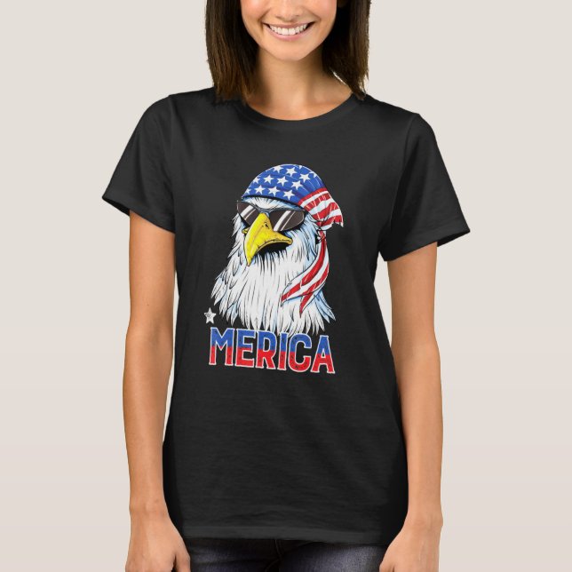 Camiseta Merica Eagle Mullet 4 de julho Homens Mulheres Ame (Frente)