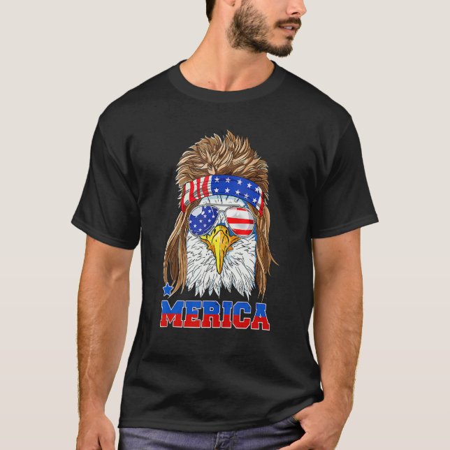 Camiseta Merica Eagle Mullet 4 De Julho Patr Americano (Frente)