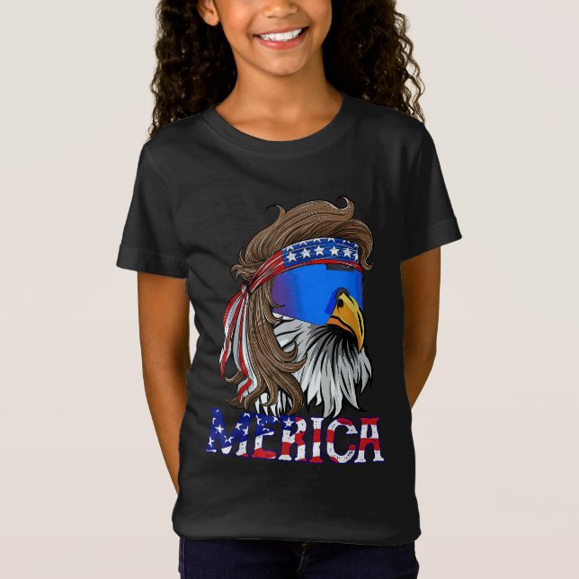 Camiseta Merica Eagle Mullet American Flag USA Men 4th Of J (Frente)