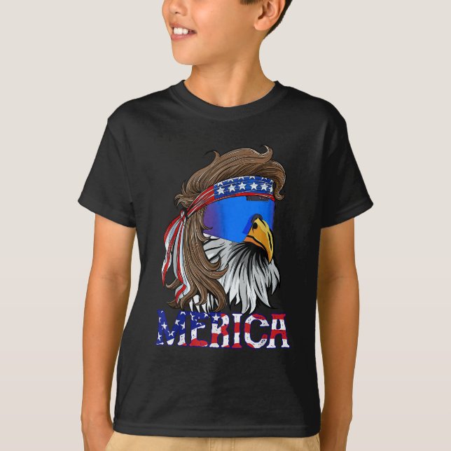 Camiseta Merica Eagle Mullet American Flag USA Men 4th Of J (Frente)