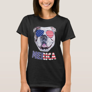 Camiseta Merica English Buldog 4 De Julho American Flag R