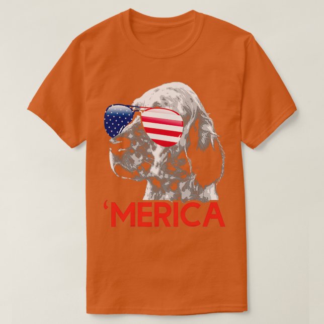 Camiseta Merica English Setter American Flag (2) (Frente do Design)