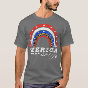 Camiseta Merica Est 1776 American Rainbow Flag 4 De Julho