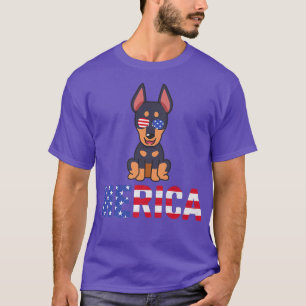 Camiseta Merica EUA Flag Dobermann Dog Sunglass Patriotic 4