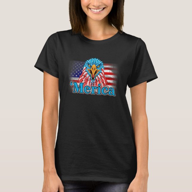 Camiseta Merica Flag Eagle 4 De Julho Patriótico Americano (Frente)