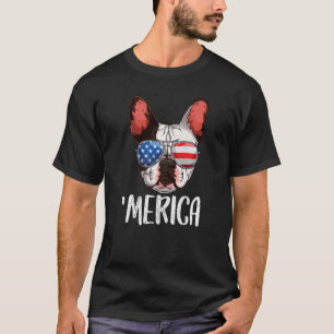 Camiseta Merica French Buldog Dog 4 De Julho American Fla