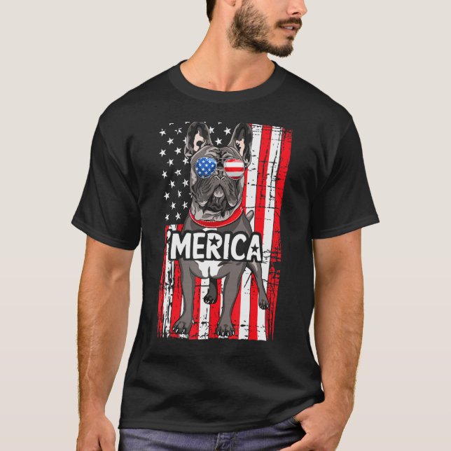 Camiseta Merica French Buldog Usa American Flag Legal Dog 4 (Frente)