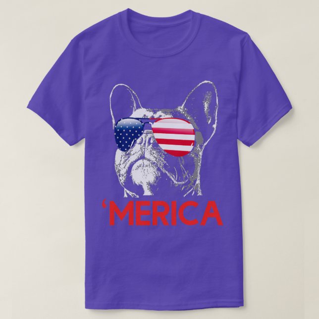 Camiseta Merica French Bulldog American Flag (2) (Frente do Design)