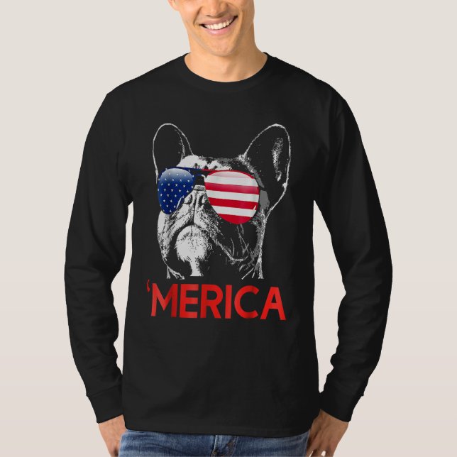 Camiseta Merica French Bulldog American Flag 4th Of July Fr (Frente)