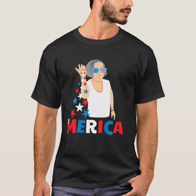 Camiseta Merica George Washington Bae 4 De Julho Americano (Frente)