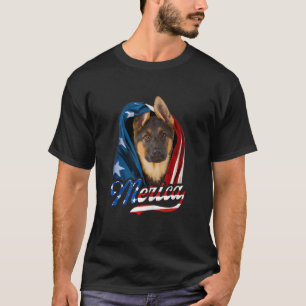 Camiseta Merica German shepherd Dog 4 De Julho USA Flag Pa