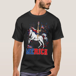 Camiseta Merica Giraffe Unicorn American Flag Feliz 4º De