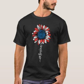 Camiseta Merica Girassol Bandeira Americana Dia da Independ