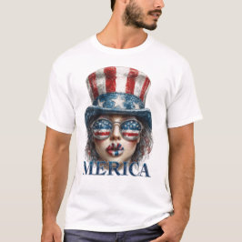 Camiseta Merica Girl, 4 de julho Gelam Girl com estrelas