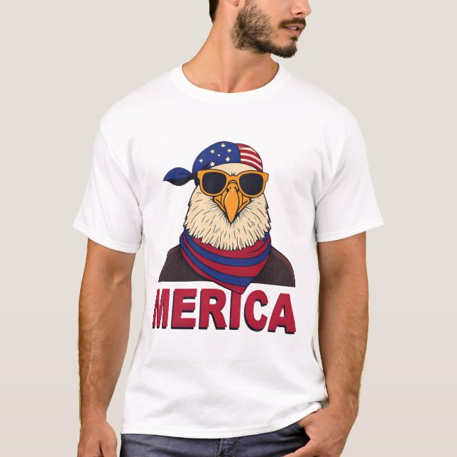 Camiseta Merica Legal Eagle - Patriótica EUA Flag Design (Frente)