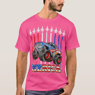 Camiseta Merica Monster Caminhão Patriótico Bandeira Americ