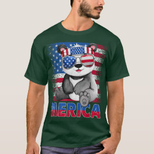 Camiseta Merica Panda Bear Engraçado com Bandeira dos EUA 4